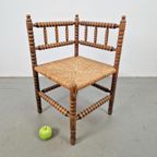 Vintage Bobbin Eiken Hout Hoekstoel Biezen ’50 Mid Century thumbnail 2
