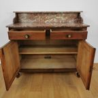 Vintage Frans Dressoir Commode, Ladekast Badkamermeubel Marmer Blad 115 thumbnail 6