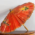 Antieke Handgeschilderde Papieren Parasol thumbnail 3