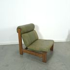 Groen Leren Stoel Met Eiken Hout Vintage Fauteuil thumbnail 4