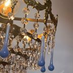 Murano Teardrop Kroonluchter Hanglamp Vintage Opaline Kristal thumbnail 5