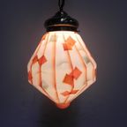 Art Deco Hanglamp Met Gehoekte Glazen Kap thumbnail 5