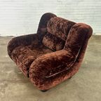 Vintage Italiaanse Fauteuil In Donkerbruin Velours thumbnail 5