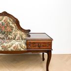 Antiek Vintage Oud Telefoonbankje, Gossip Bench, Bloemen, thumbnail 3