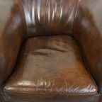 Grote, Correct Afgewerkte Vintage Donkere Gladde Rundleren Engelse Stijl Chesterfield Fauteuil thumbnail 10