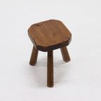 Artisan Stained Pine Stool France 1950S thumbnail 3