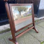 Antiek Mahonie Engels Kapspiegeltje, Kantelbaar, 40 Cm Hoog - Reliving thumbnail 4