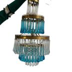 Vintage Blauwe Teardrop Luster / Chandelier / Hanglamp thumbnail 12