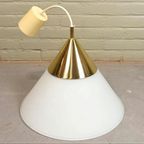 Vintage Melkglas En Goud Hanglamp, Glashutte Limburg thumbnail 2