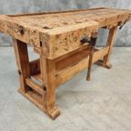 Antieke Werkbank Sidetable Keukeneiland Balie Beuken thumbnail 5