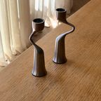 Set Of 2 Stainless Steel Menu Candle Holders thumbnail 2