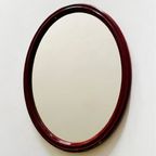 Vintage Retro Spiegel Ovaal Bordeaux Rood Kunststof thumbnail 2
