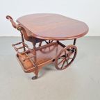 Vintage Spindle Bar Cart Hout Trolley 1970 Italië Side Table thumbnail 13