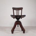 Eiken Bureaustoel, Atelierstoel, In Hoogte Verstelbaar, Jaren 30 thumbnail 10