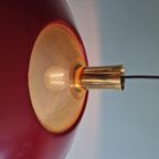Grote Vintage Hanglamp In Messing En Bordeau Gelakt Metaal thumbnail 5