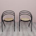 2X Vintage Postmodern Buisframe Stoel Met Webbing Zitting. thumbnail 17