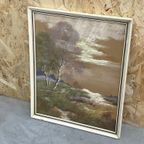 Aquarel Landschap In Lijst Zachte Kleuren Vintage thumbnail 3