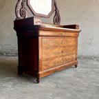 Antique Eastlake Victorian Carved Walnut Marble Top Dresser Chest Washstand With Mirror Vanity Bu thumbnail 17