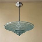 Lamp Hanglamp Schaallamp Blauw Art Deco 1930 Frans thumbnail 8