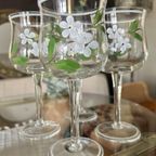 Wijnglazen Set Floral Handpainted Vintage thumbnail 4