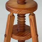 Jaren 70 Schroefkruk Vintage Kruk Pine Stool Retro Krukje thumbnail 2