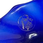 Rodean - Italy - Cobalt Blue Colored Glass Bowl On Silver Base With A Floral Scene - Original Sta thumbnail 3