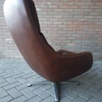 Vintage Draaifauteuil Swivel Chair Cognac Retro Draaistoel Overman Deense Fauteuil thumbnail 3