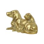 Messing Hond Met Puppies Bloedhond Basset Geel Koper Sculptuur 14Cm thumbnail 10