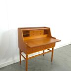 Zweeds Teak Secretaire Met Lades En Uitschuifbaar Blad, Bureau thumbnail 15