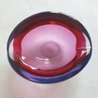 Vintage Murano Glas Asbak Roze Blauw thumbnail 9