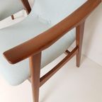 2 Vintage Louis Van Teeffelen Fauteuils Licht Blauw Teak thumbnail 5