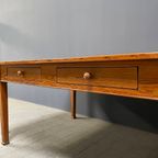 Antieke Pitch Pine Stoffen Tafel Met Twee Laden thumbnail 17