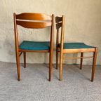 Twee Vintage Eetkamerstoelen Met Petrol Blauw Bekleding thumbnail 9