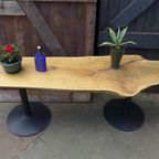 Prachtige Eiken Boomstam Tuintafel Eettafel Sidetable thumbnail 7