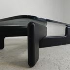 Vintage Salontafel Met Organische Zwarte Houten Basis, Jaren 70 thumbnail 11
