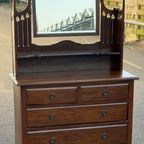 Engelse Art Deco Kaptafel Hout Met Spiegel Engels thumbnail 11