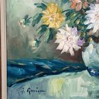 Gesigneerd Stilleven Met Bloemen. Impressionisme. thumbnail 4