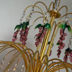 Vintage Murano Kroonluchter Roze Druiven Hanglamp Kristal thumbnail 9