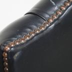 Tijdloze Zeer Donkerblauwe/ Zwarte Rundleren Chesterfield Bureaustoel Op Wieltjes thumbnail 13