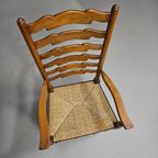 Set Of 4 Oak, Rustic, Farmhouse, Ladderback Dining Chairs With Rush Seats 1960s thumbnail 19
