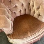 Vintage Oudroze Fauteuil / Eenzit Met Franjes thumbnail 13