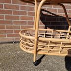 Vintage Rotan Bamboe Barcart Trolley Boho Stijl thumbnail 6