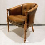 Charming Brown Leather Club Chair, Studded And Hand-Dyed, Fully Restored thumbnail 10