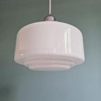 Art Deco Hanglamp In Witte Opaline, Jaren 1920-30 thumbnail 6