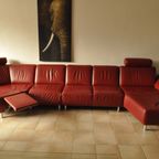 Rood Lederen Lounge Bank thumbnail 3