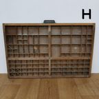 Brocante, Bruine Antieke Houten Letterbak, Wanddecoratie H thumbnail 6