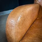 2 Sets Van 2 Vintage Cognac Leren Club-Fauteuils thumbnail 5