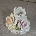 Paar Capodimonte Rozenkandelaars. thumbnail 5