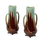 Franse Art Nouveau Majolica Vazen Orchies L’herminè Declercq 27cm thumbnail 4