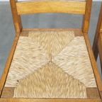 Set Van 4 Eikenhouten Haagse School Design Eetkamerstoelen Uit Begin 1900 Met Rieten Zittingen thumbnail 6